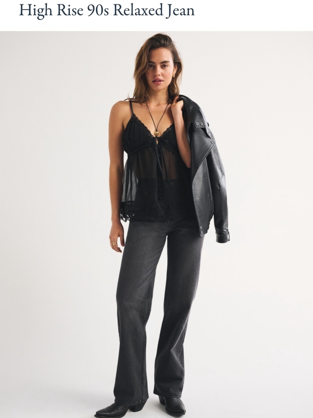 Abercrombie Curve Love 90s Relaxed High Rise Jeans Black 27 4